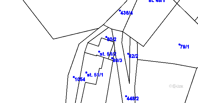 Parcela st. 51/2 v KÚ Janůvky, Katastrální mapa