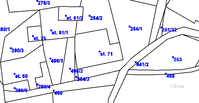 Parcela st. 71 v KÚ Janůvky, Katastrální mapa
