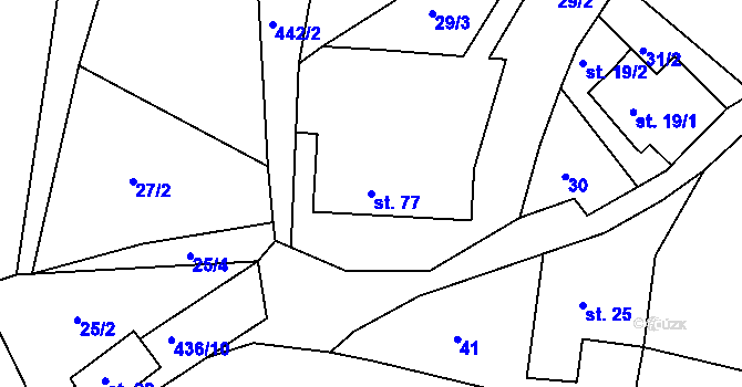 Parcela st. 77 v KÚ Janůvky, Katastrální mapa