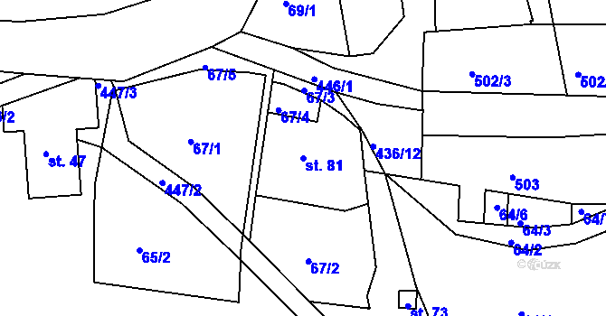 Parcela st. 81 v KÚ Janůvky, Katastrální mapa