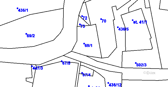 Parcela st. 69/1 v KÚ Janůvky, Katastrální mapa