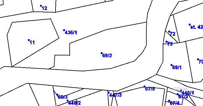 Parcela st. 69/2 v KÚ Janůvky, Katastrální mapa
