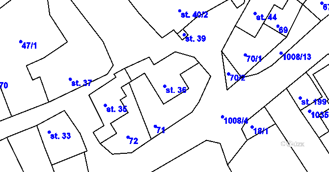 Parcela st. 36 v KÚ Jarcová, Katastrální mapa
