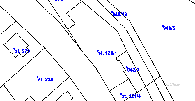 Parcela st. 121/1 v KÚ Jarcová, Katastrální mapa
