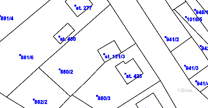 Parcela st. 121/3 v KÚ Jarcová, Katastrální mapa