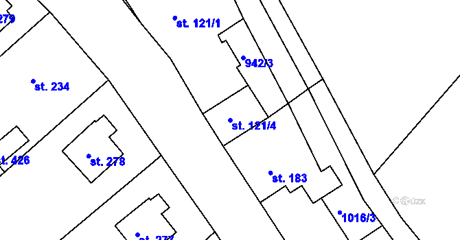 Parcela st. 121/4 v KÚ Jarcová, Katastrální mapa