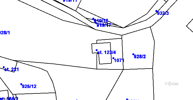 Parcela st. 123/4 v KÚ Jarcová, Katastrální mapa