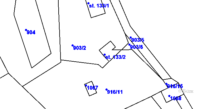 Parcela st. 133/2 v KÚ Jarcová, Katastrální mapa