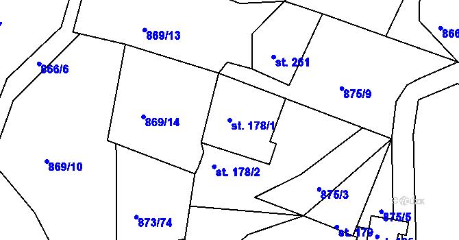 Parcela st. 178/1 v KÚ Jarcová, Katastrální mapa