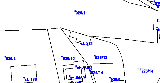 Parcela st. 221 v KÚ Jarcová, Katastrální mapa
