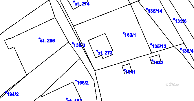 Parcela st. 273 v KÚ Jarcová, Katastrální mapa