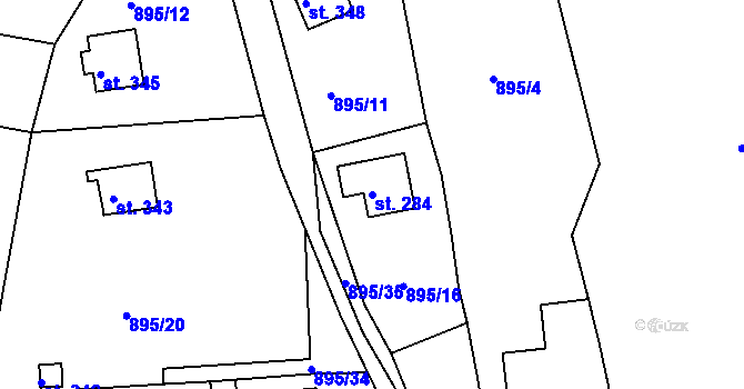 Parcela st. 284 v KÚ Jarcová, Katastrální mapa