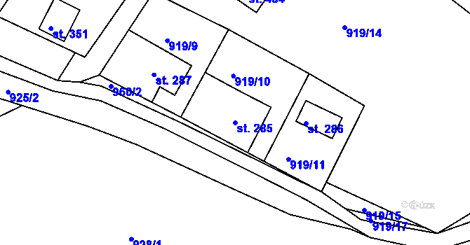 Parcela st. 285 v KÚ Jarcová, Katastrální mapa