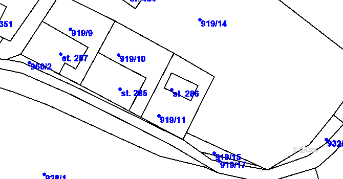 Parcela st. 286 v KÚ Jarcová, Katastrální mapa