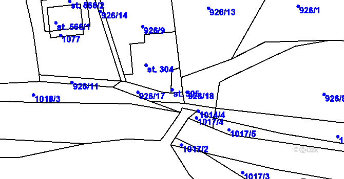 Parcela st. 305 v KÚ Jarcová, Katastrální mapa