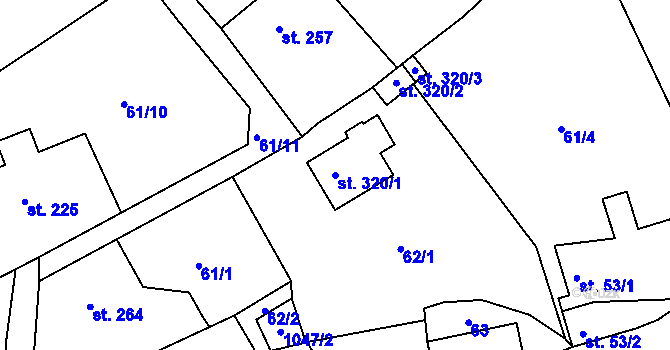 Parcela st. 320/1 v KÚ Jarcová, Katastrální mapa