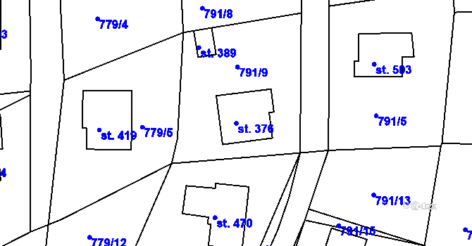 Parcela st. 376 v KÚ Jarcová, Katastrální mapa