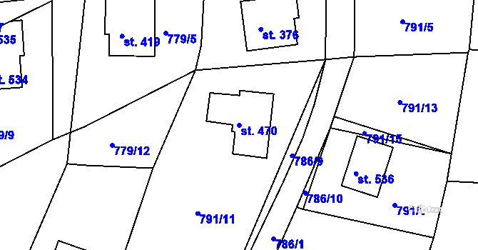 Parcela st. 470 v KÚ Jarcová, Katastrální mapa
