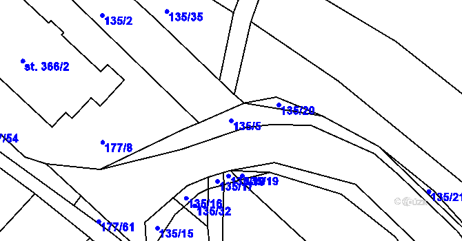 Parcela st. 135/5 v KÚ Jarcová, Katastrální mapa