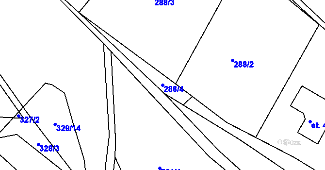Parcela st. 288/4 v KÚ Jarcová, Katastrální mapa