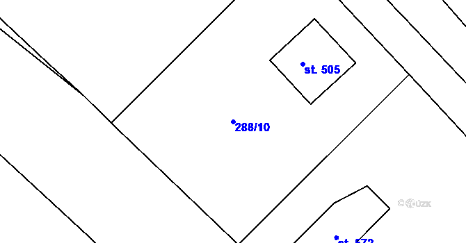 Parcela st. 288/10 v KÚ Jarcová, Katastrální mapa