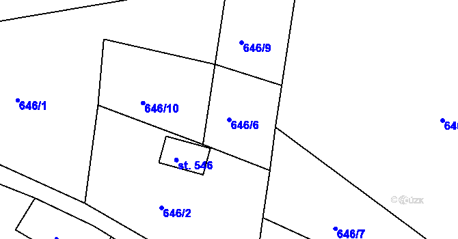 Parcela st. 646/6 v KÚ Jarcová, Katastrální mapa
