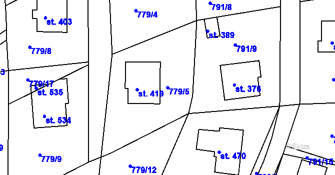 Parcela st. 779/5 v KÚ Jarcová, Katastrální mapa