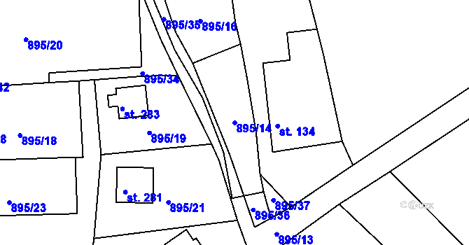 Parcela st. 895/14 v KÚ Jarcová, Katastrální mapa