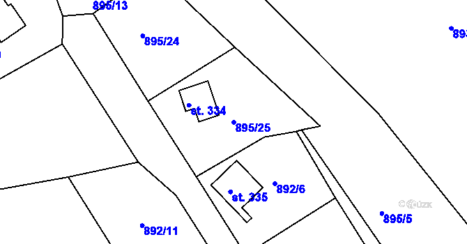 Parcela st. 895/25 v KÚ Jarcová, Katastrální mapa