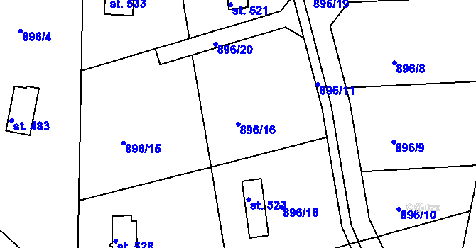 Parcela st. 896/16 v KÚ Jarcová, Katastrální mapa