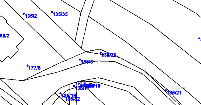 Parcela st. 135/20 v KÚ Jarcová, Katastrální mapa