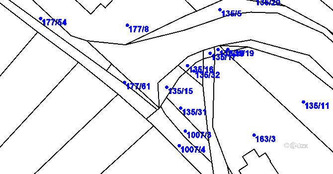 Parcela st. 135/15 v KÚ Jarcová, Katastrální mapa