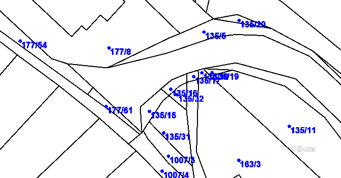 Parcela st. 135/16 v KÚ Jarcová, Katastrální mapa
