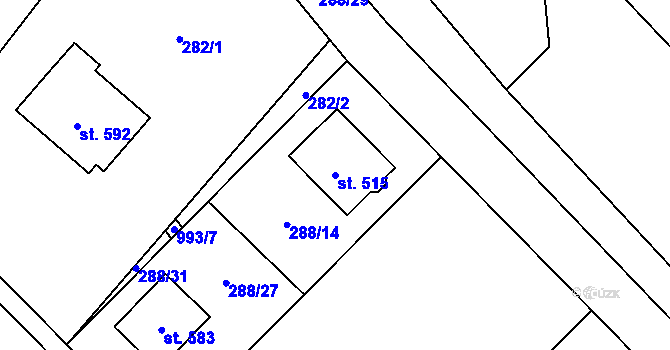 Parcela st. 515 v KÚ Jarcová, Katastrální mapa