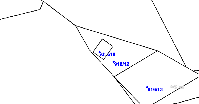 Parcela st. 518 v KÚ Jarcová, Katastrální mapa