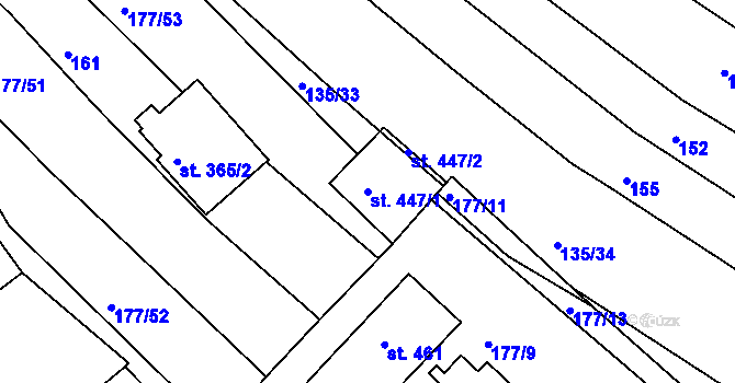 Parcela st. 447/1 v KÚ Jarcová, Katastrální mapa