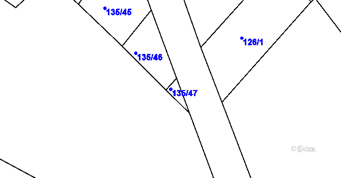 Parcela st. 135/47 v KÚ Jarcová, Katastrální mapa