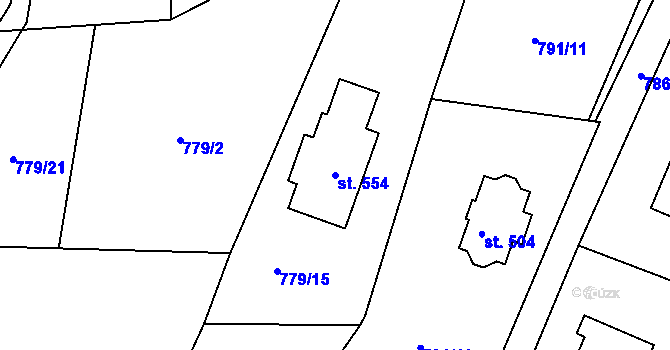 Parcela st. 554 v KÚ Jarcová, Katastrální mapa