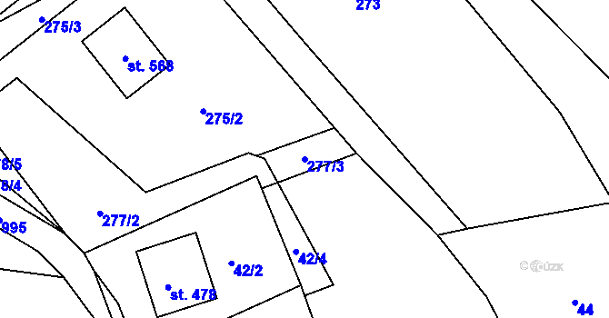 Parcela st. 277/3 v KÚ Jarcová, Katastrální mapa