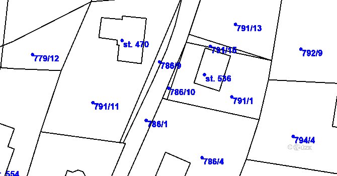 Parcela st. 786/10 v KÚ Jarcová, Katastrální mapa