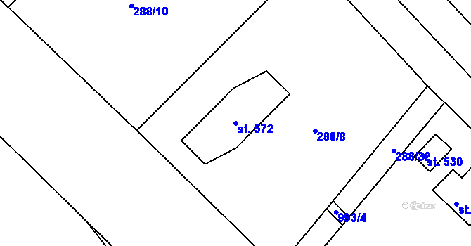 Parcela st. 572 v KÚ Jarcová, Katastrální mapa