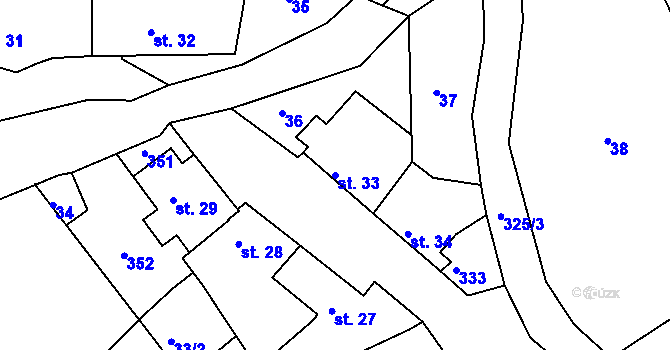 Parcela st. 33 v KÚ Drahlov u Jarohněvic, Katastrální mapa