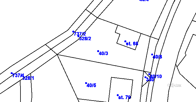 Parcela st. 40/3 v KÚ Drahlov u Jarohněvic, Katastrální mapa