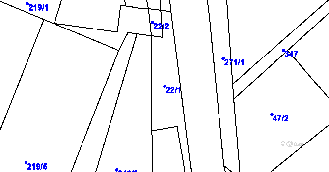 Parcela st. 22/1 v KÚ Drahlov u Jarohněvic, Katastrální mapa