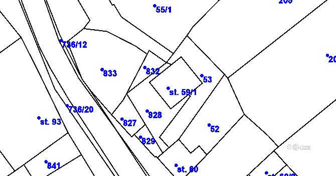 Parcela st. 59/1 v KÚ Jarohněvice, Katastrální mapa