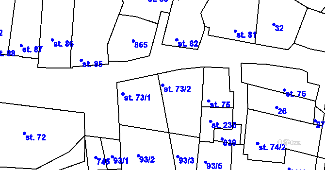 Parcela st. 73/2 v KÚ Jarohněvice, Katastrální mapa