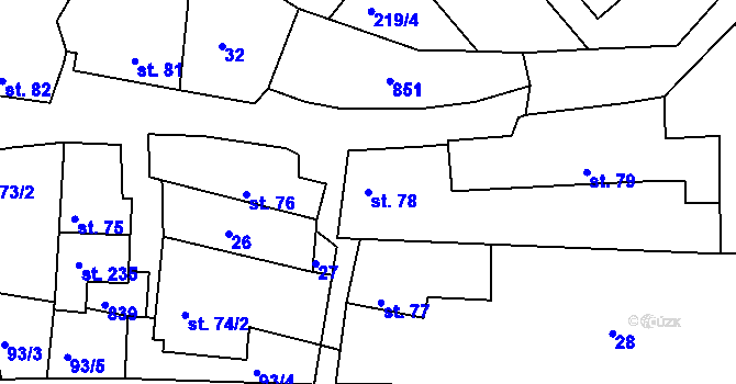 Parcela st. 78 v KÚ Jarohněvice, Katastrální mapa