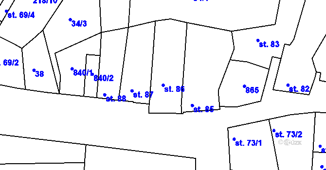 Parcela st. 86 v KÚ Jarohněvice, Katastrální mapa