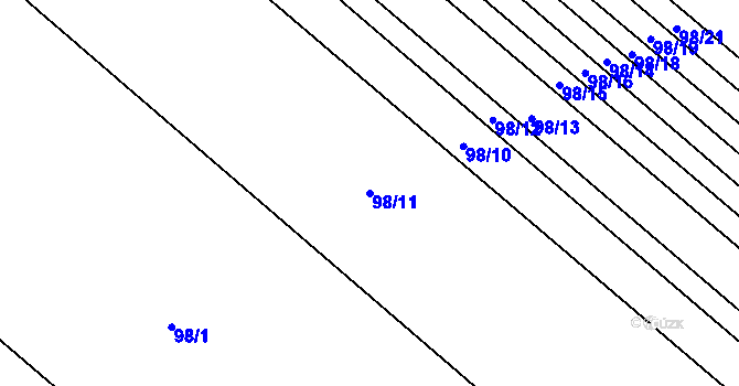 Parcela st. 98/11 v KÚ Jarohněvice, Katastrální mapa