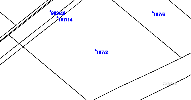 Parcela st. 187/2 v KÚ Jarohněvice, Katastrální mapa